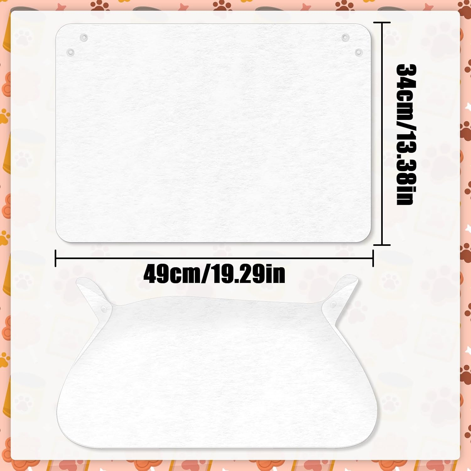 NILLOS Dog Cat Bowl Mat, 1 PCS White Pet Feeding Pad with Raised Edge to Prevent Food and Water Spills (49 X 34 Cm/19.29 X 13.38 In) image number 2