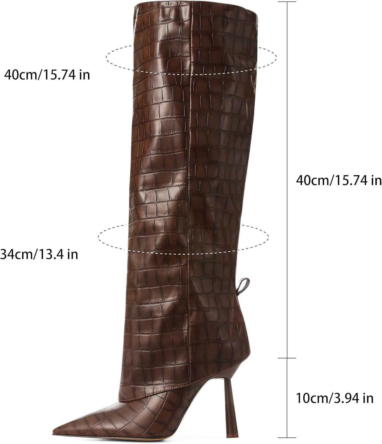 Oiamenne Knee High Boots Women'S Fold over Boots Pointed Toe Stiletto Heel Tall Boots Slip on Sexy Long Boots Fashion Dress Boots for Women image number 2