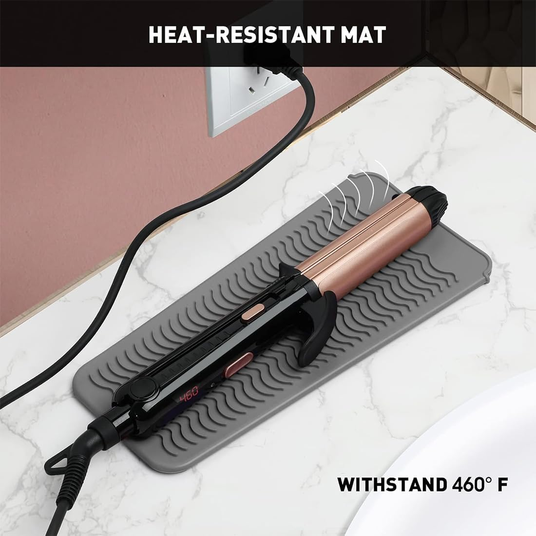 Heat-Resistant Silicone Mat Bag, Heat-Resistant Mat for Curling Irons, Mat Cover for Curling Irons, Hair Straighteners, Straighteners and Other Hot Hair Tools, Height 28.5 Cm and Width 14 Cm image number 4