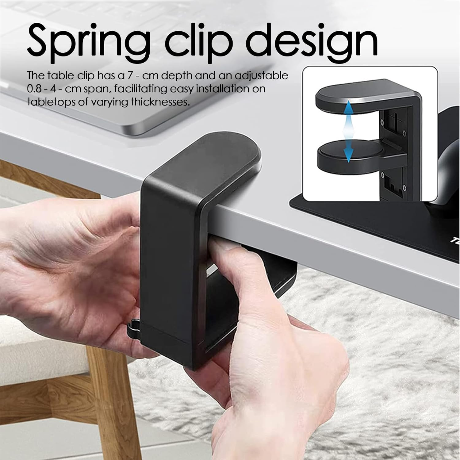 Headphone Stand, Desk Clamp for Headphone Holder with 360&deg; Swivel Hook, Adjustable Desk Clamp for Headset Holder, Suitable for All Headset Models (Black) image number 2