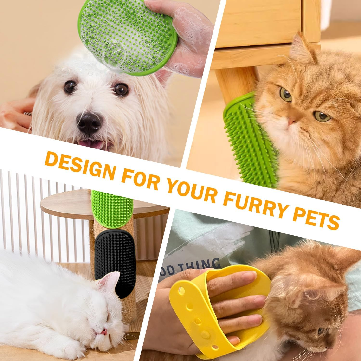 TORMEN 2 Pcs Dog Bath Massage Brush, Dog Grooming Brush,Rubber Grooming Brush with Adjustable Handle for Dogs and Cats, Soft, Gentle & Skin-Safe for Long & Short Hair (Black)