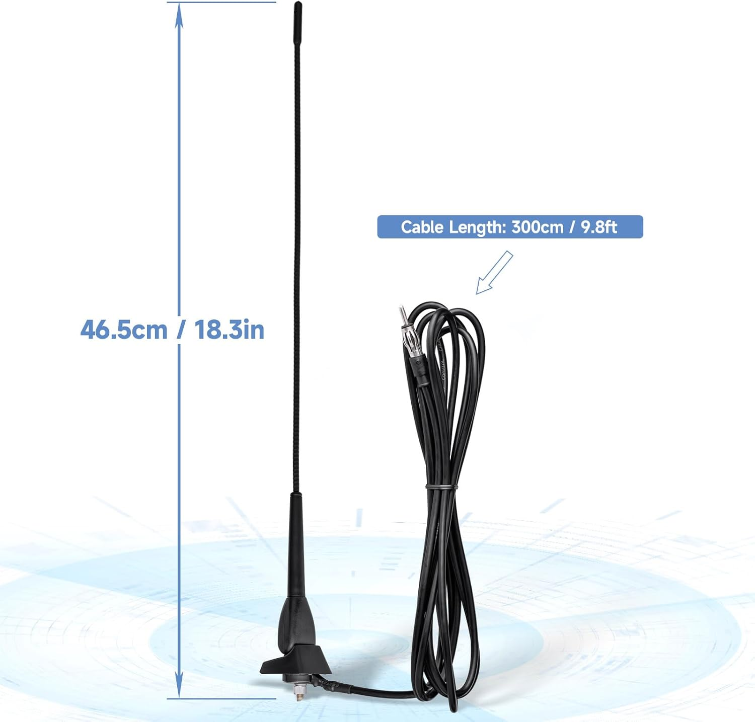 Eightwood Waterproof Marine Boat Radio Antenna 46Cm, AM/FM Stereo Antenna Mast Replacement with Mount Base for Boat Car Tractor RV ATV UTV Motorcycle Yacht Pontoon image number 5