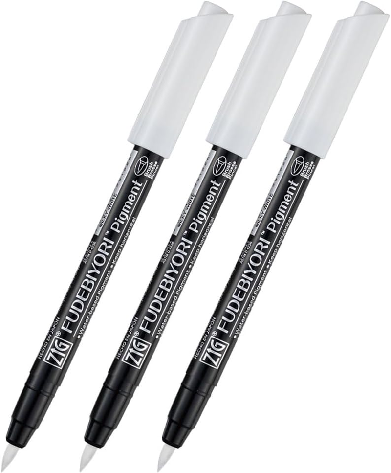 Kuretake Zig FUDEBIYORI Metallic 6 Colors Set, Perfect for Lettering, Illustration on Dark Papers, Art, Calligraphy, Design, Journaling, Non Toxic, Archival Quality, Odourless, Flexible Brush Tip