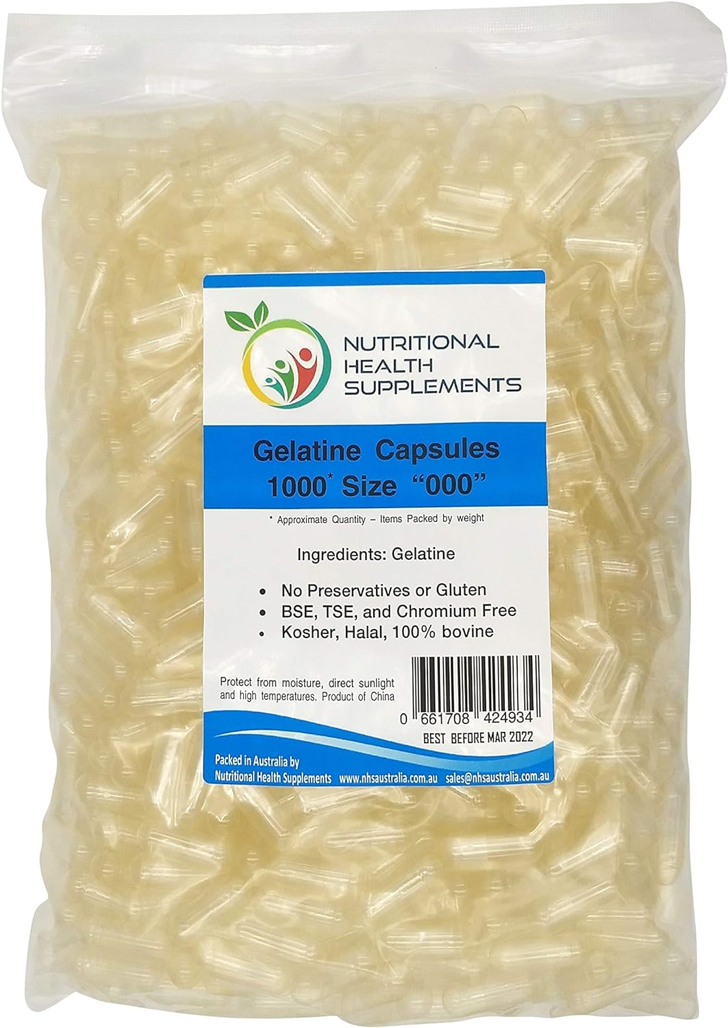 1000 Size 000 Empty Clear Gelatin Capsules Kosher Halal Pill Gelatine Gel Caps