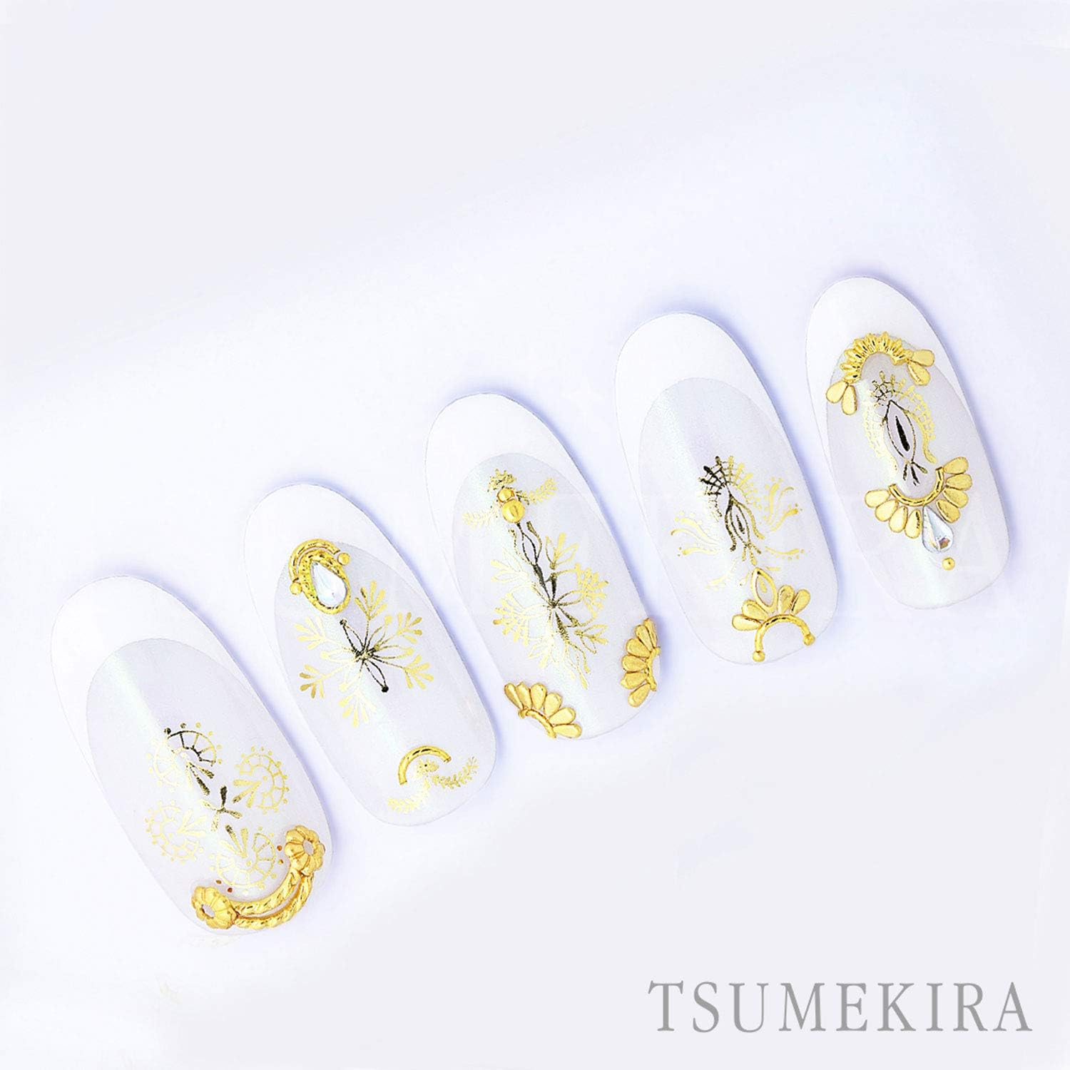 TSUMEKIRA SG-YUU-102 Nail Stickers, Embroidery Lace, Gold (For Gel Only)