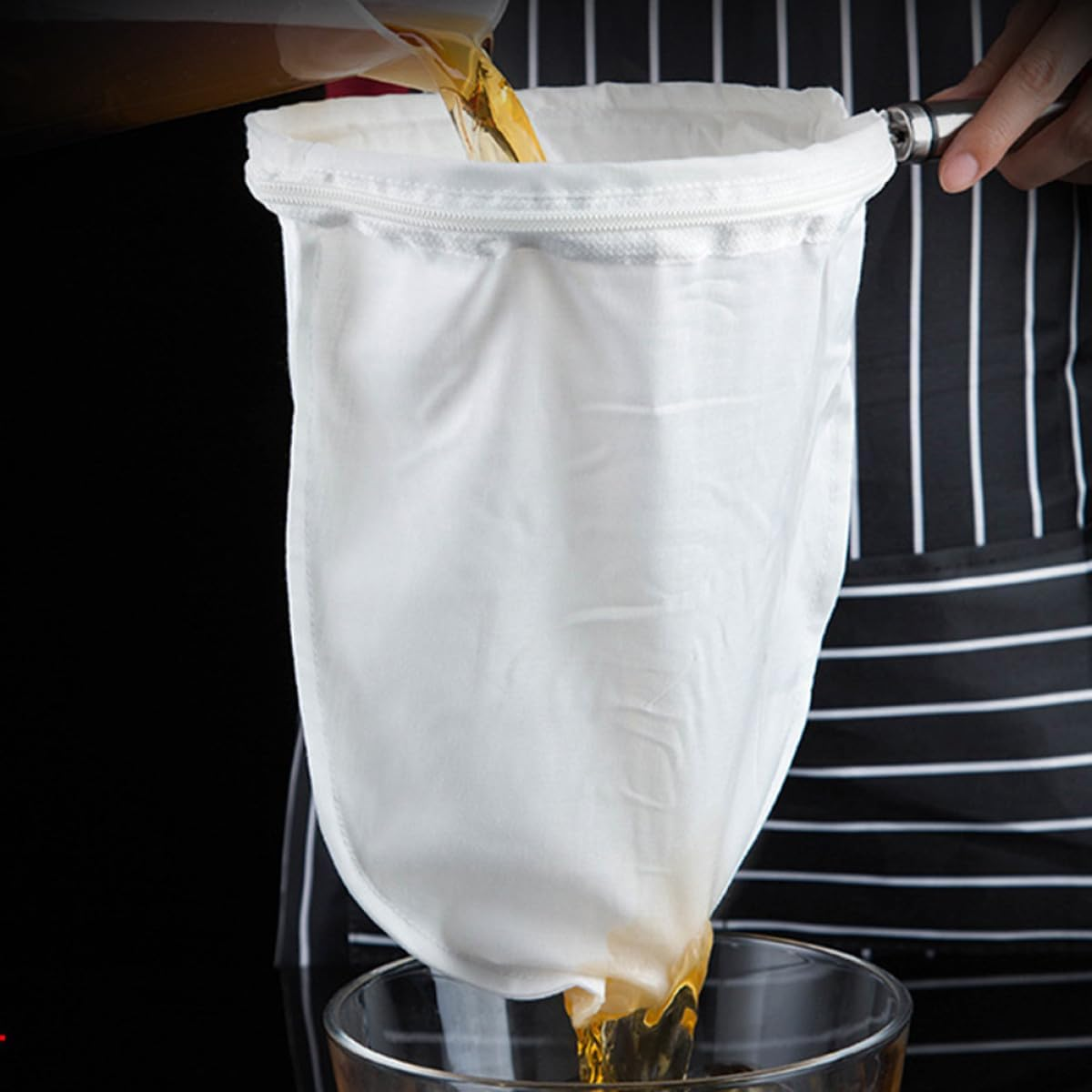 QUMIIRITY Stainless Steel Handle Coffee Tea Strainer with Reusable Cotton Filter Bag Ring Mesh Filter for Loose Tea Leaves for Home and Cafe Brewing image number 6