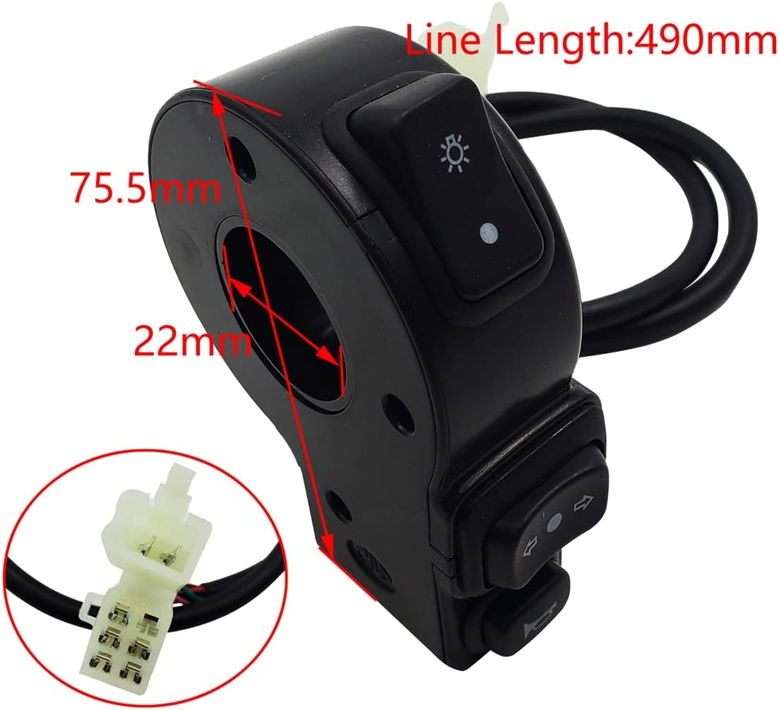 Brake Fog Light Switch for 22Mm Dia Handlebars Motorbike 3 In1 Motorcycle Switch Electric Bike Scooter ATV Quad Light Turn Signal Horn On/Off Button image number 5