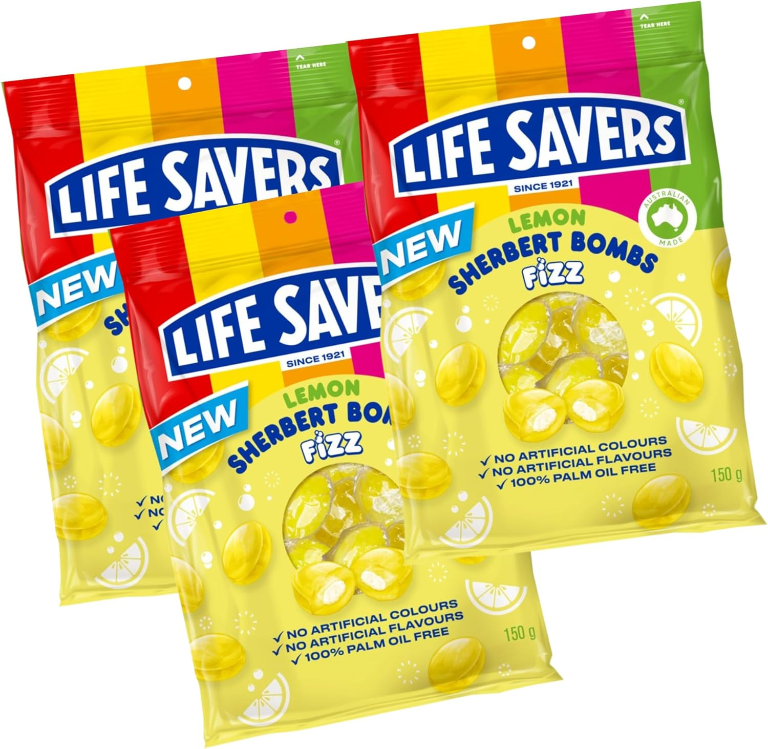 Life Savers Lemon Sherbet Bombs Fizz 150G per Bag - 3 Packs image number 2