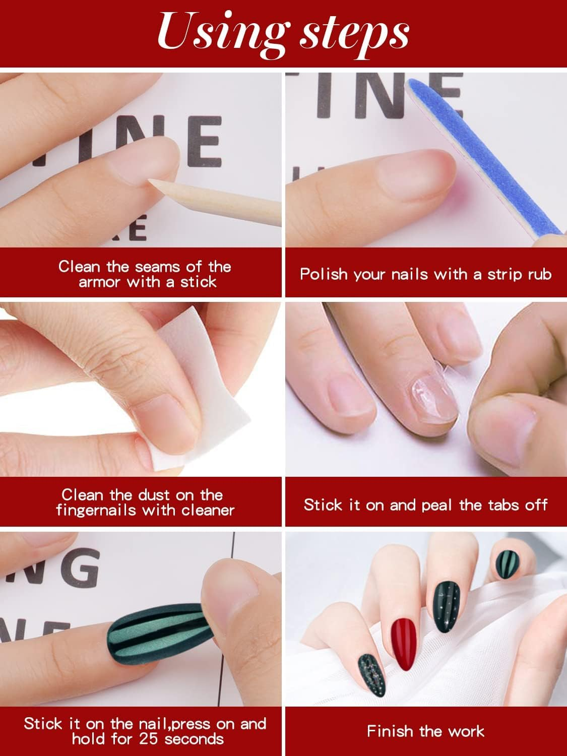 EBANKU 96 Pcs Christmas Fake Nails, Artificial Christmas Press on Nails Reindeer Snowflakes Christmas Trees Full Cover Nail Tips for Women Girls-B - B image number 6