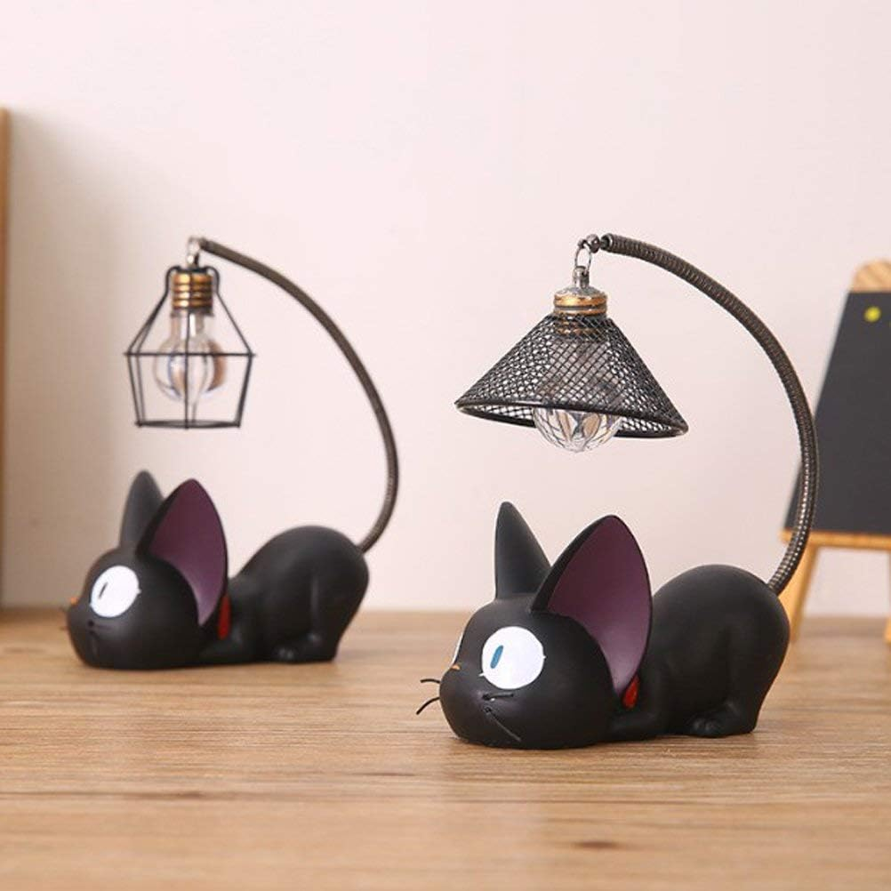 Resin Cat Design Lamp Creative Night Light Table Bedside Lamps for Reading (Iron Wire Lampshade,3.1 X 4.7 X 6.7Inch) image number 4