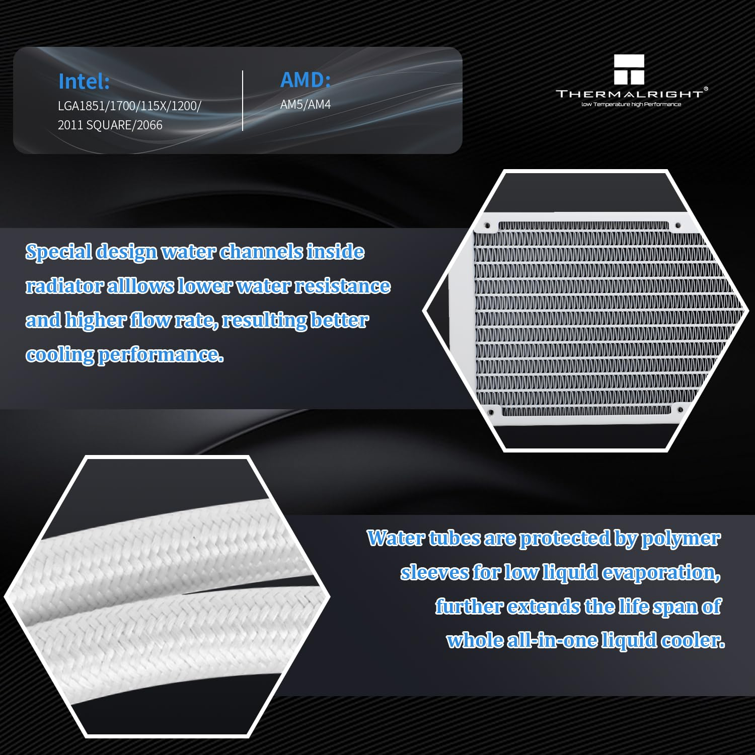 Thermalright Aqua Elite 240 ARGB White V4 CPU Water Cooling,White Aio CPU Cooler, 240 Cooling Row Size,Double PWM Fans with S-FDB Bearings,For Amd/Am4/Am5,Intel LGA1851/1150/1151/1200/2011/ 1700 image number 5