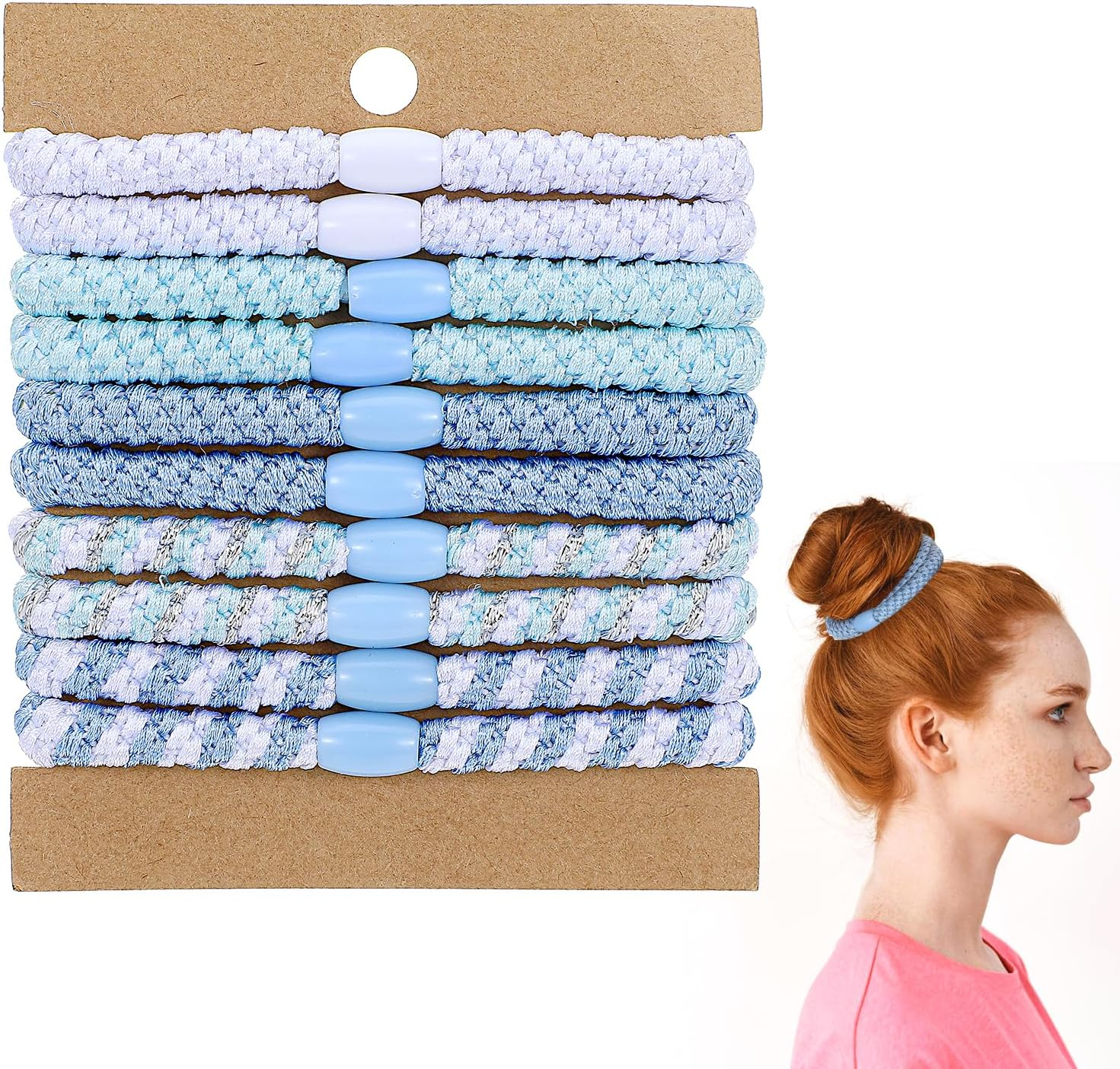 Pack of 10 Original Hair Bobbles for Girls, Soft and Tear-Resistant, Can Be Used as a Bracelet, Desirable for Braids, Ponytail, Sports and Everyday Use image number 2