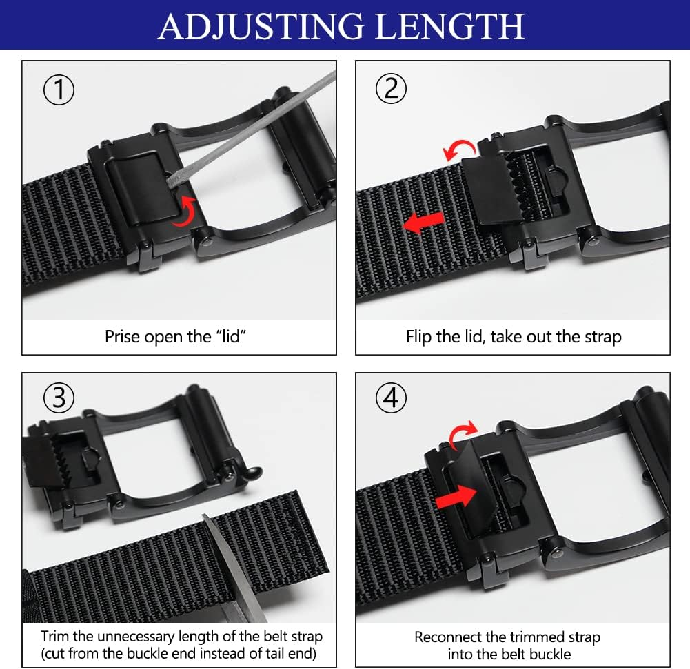 Men'S Ratchet Belts, 1 3/8" Casual Web Belt for Men with Click Buckle, Nylon Strap Easy Trim to Fit 27-44" Waist image number 5