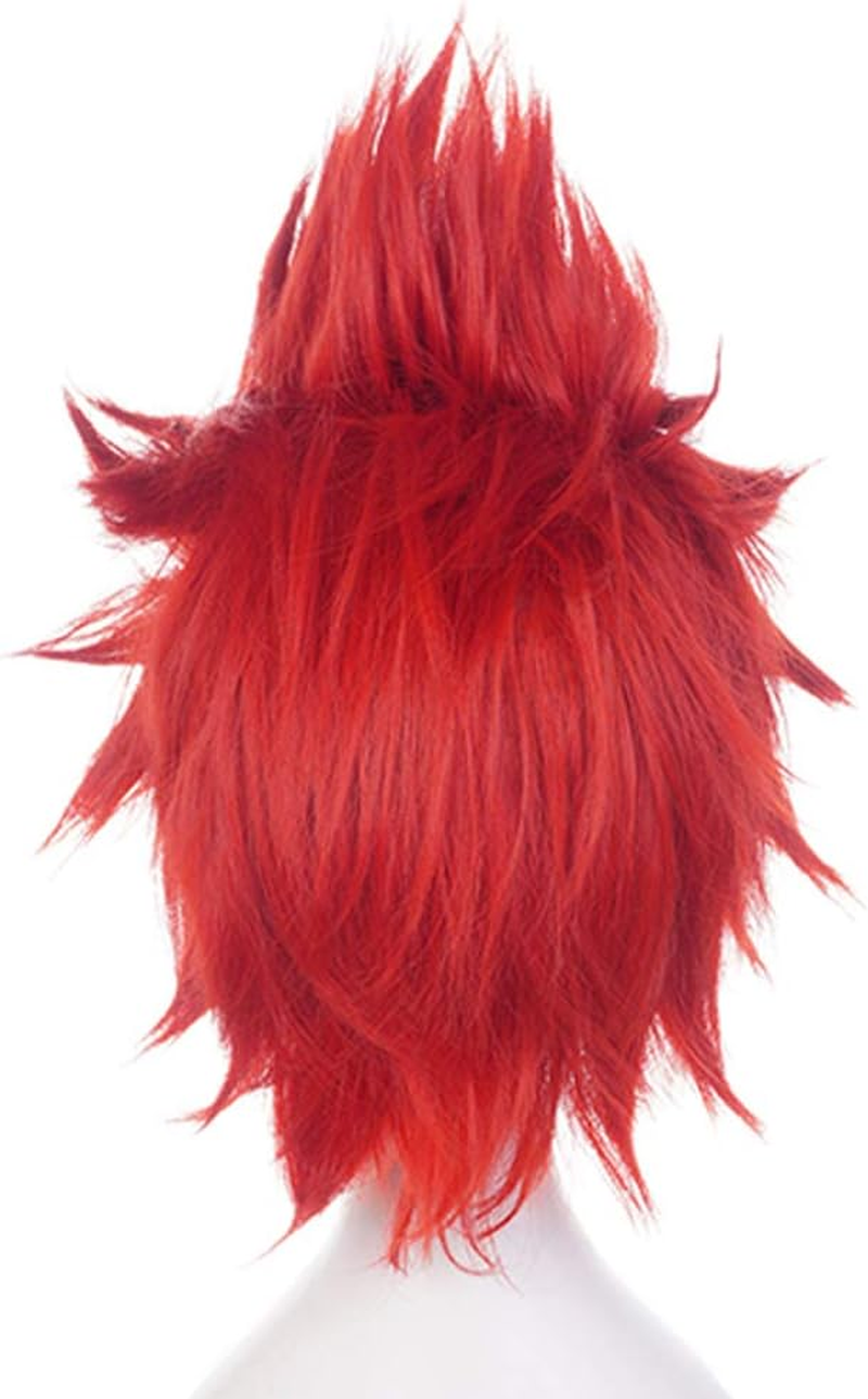 Anogol Wig Cap - Short Red Anime Cosplay Wig - Angry Synthetic Red Hair Wig - Angry Outfit - Spiky Wig - Crazy Wig for Men - Halloween & Christmas Party Costume image number 3