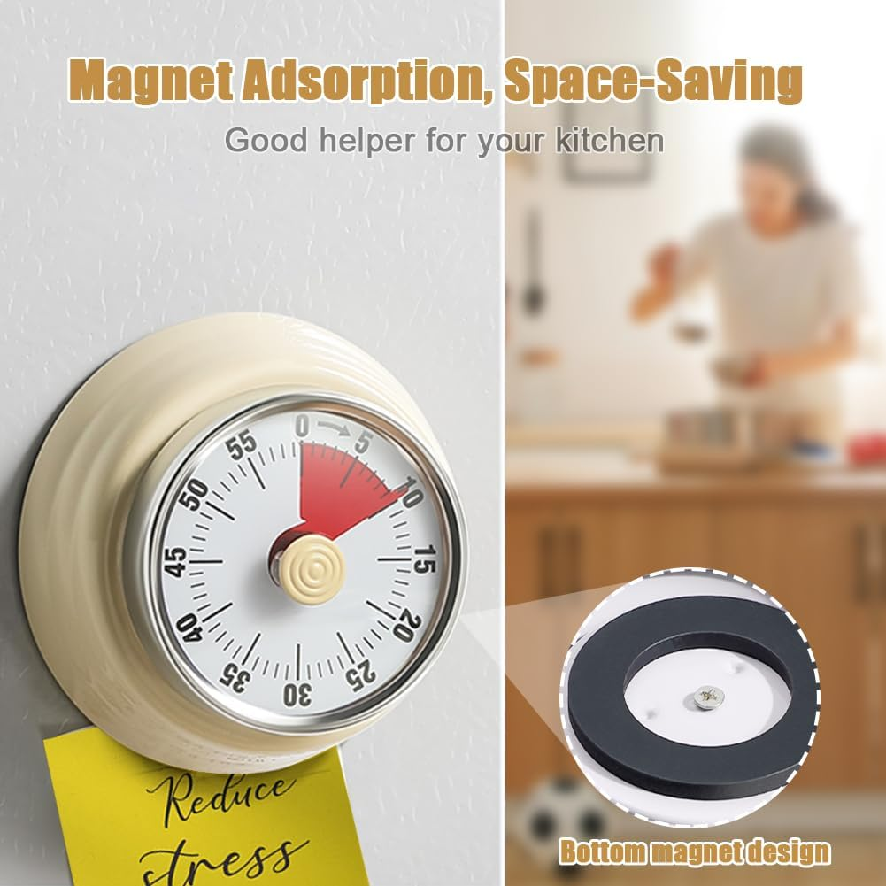 Wind up Kitchen Timers, 60 Minute Mechanical Visual Timer Outlet Magnetic Countdown for Classroom Cooking Fitness Baking Studying Teaching,Home MOD ADHD Tools Homeschool Supplies for Kids Seniors image number 1