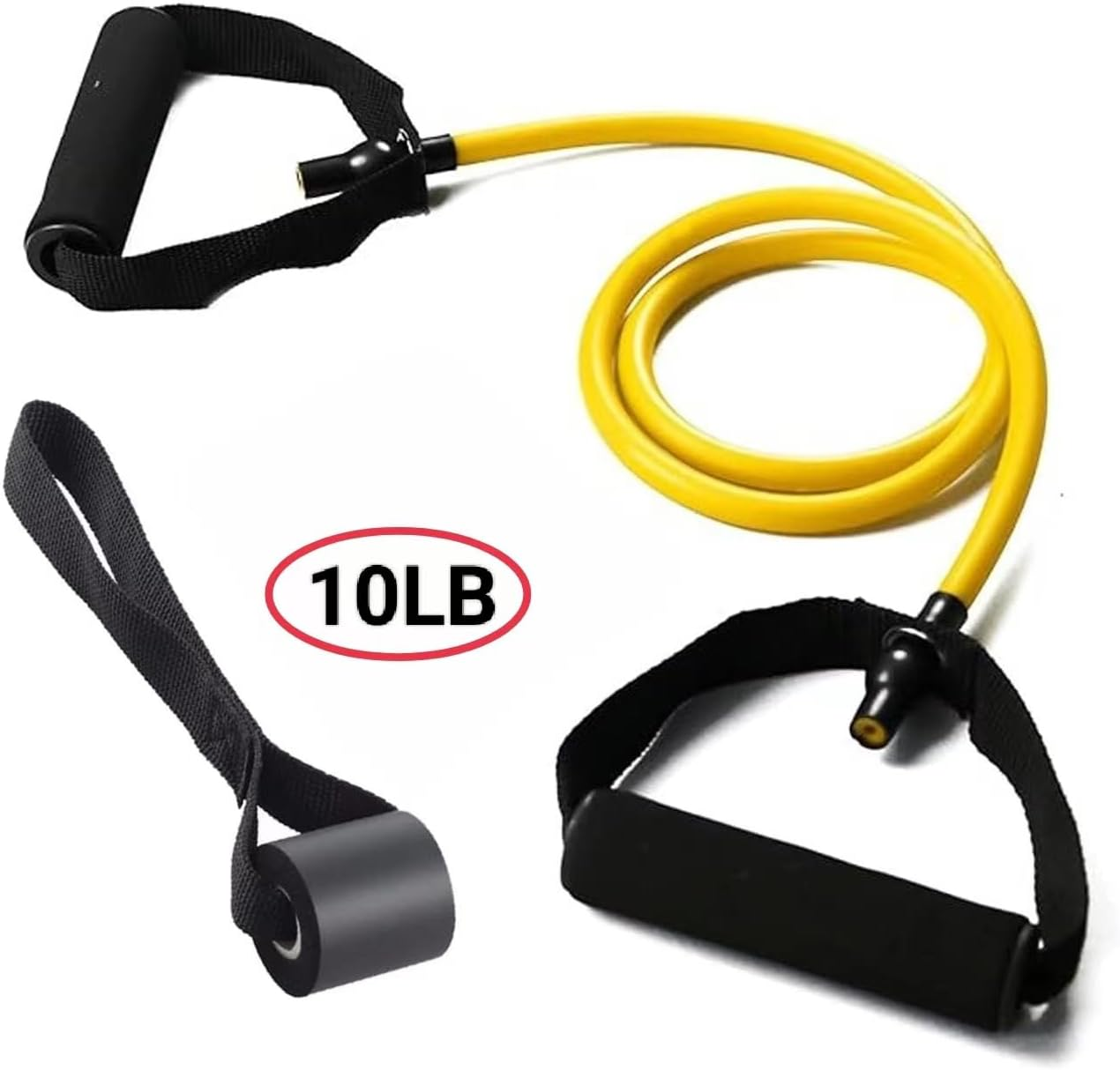 Pilates Single Resistance Bands, Workout Bands with Handles and the Exercise Bands with Door Anchor, Suitable for Resistance Training, Physical Therapy, Home Workouts, Boxing Training