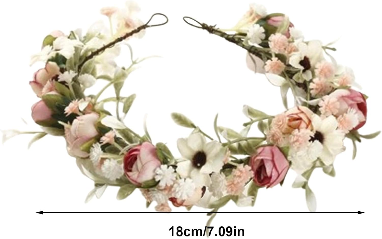 Flower Headpiece | Wedding Floral Crown - Artificial Floral Headpieces, Adjustable Flower Crown Garland for Friends Family - White image number 6