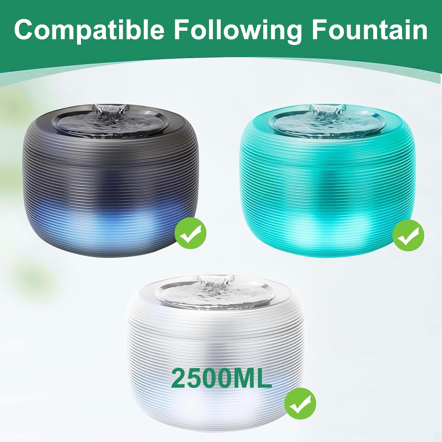 16 Set Cat Water Fountain Filters, Hantoc Replacement Pet Water Fountain Filters 8Pcs Activated Carbon Filter & 8Pcs Foam Sponge for 2.5L Cat Fountain Apetgo-3 &lrm;F-016B Cat Fountain with Active Carbon image number 1