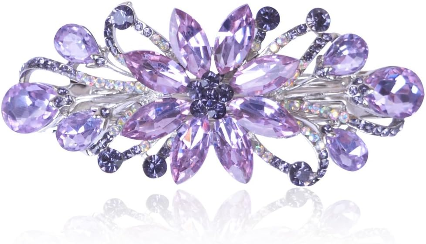 Sankuwen Flower Luxury Jewelry Design Hairpin Rhinestone Hair Barrette Clip (Dark Blue) image number 6