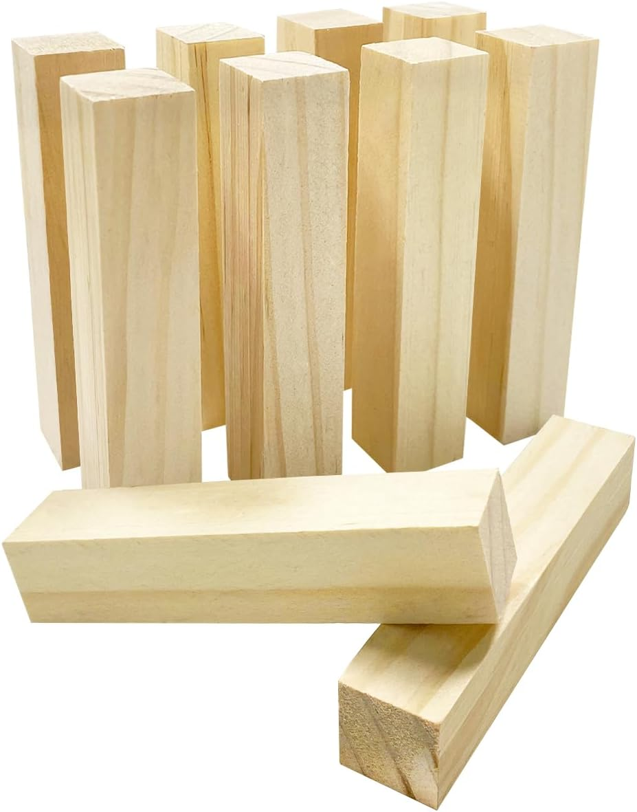HAIKING Basswood Wooden Blocks, 10 PCS Rectangular Unfinished Wooden Craft for Carving, Whittling (10 X 2 X 2Cm/3.93 X 0.78 X 0.78In) image number 3