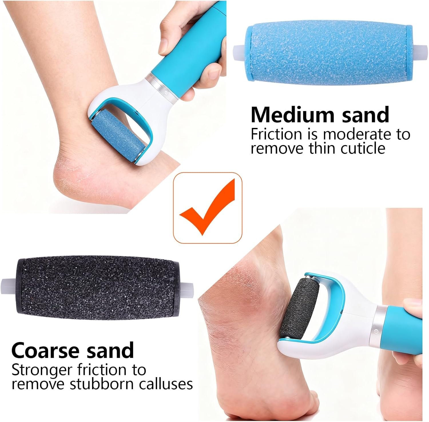 SUNNIFLY Pack of 12 Callus Remover Replacement Rollers for Scholl Velvet Smooth, for Removing Calluses and Calluses for Effective Foot Care, Coarse and Medium Coarse Replacement Heads image number 2