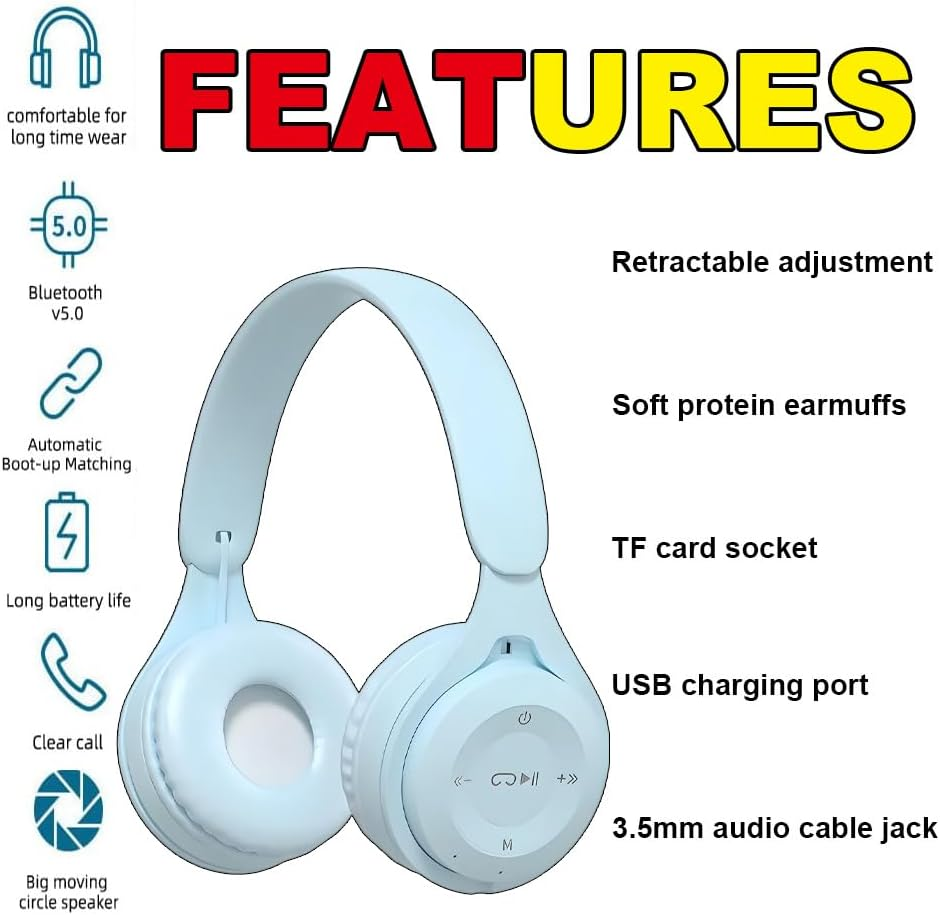 YY KATTY Upgraded Hybrid Active Noise Cancelling Headphones with Transparent Modes Wireless Bluetooth with Mic, Deep Bass,Soft-Earpads Headset Blue image number 4