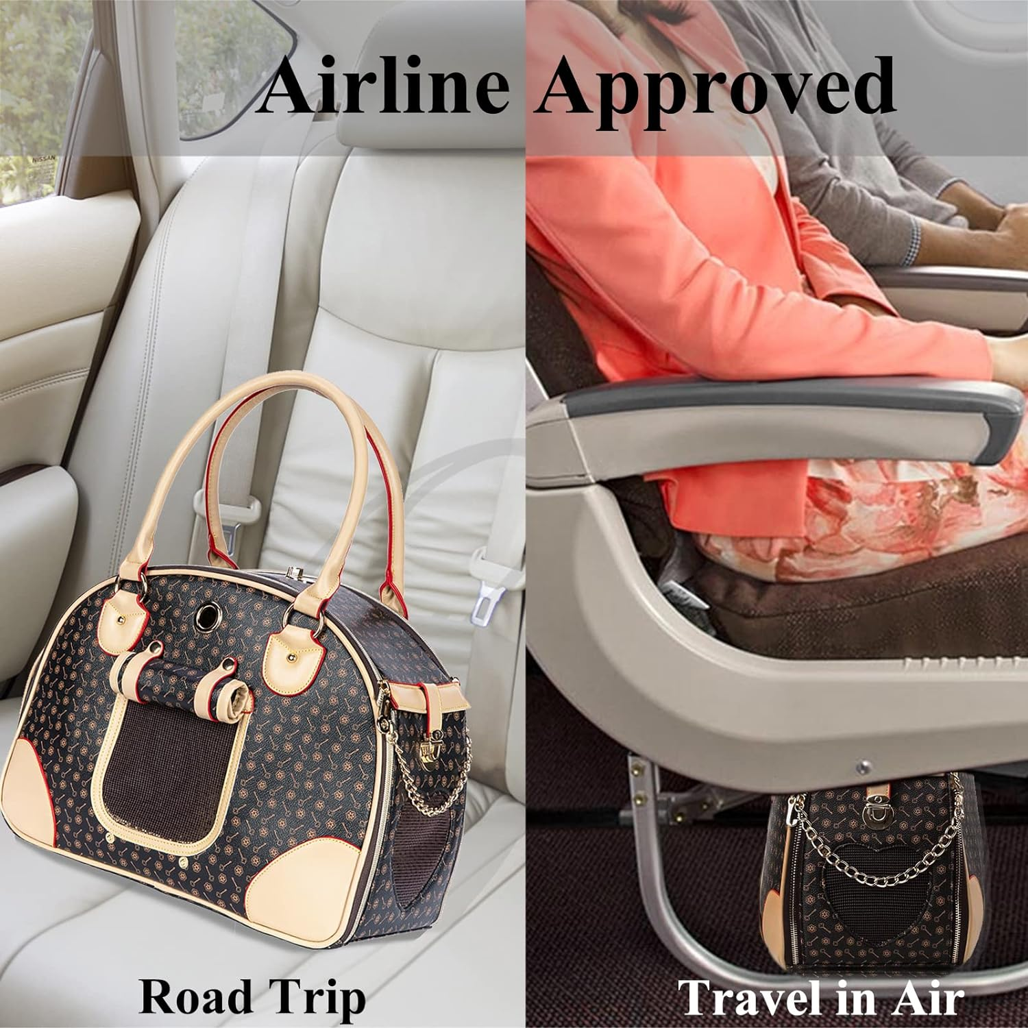 Adriene'S Choice Luxury Pet Carrier, Puppy Small Dog Carrier, Cat Carrier Bag, Waterproof Premium PU Leather Carrying Handbag for Outdoor Travel Walking Hiking Shopping image number 6