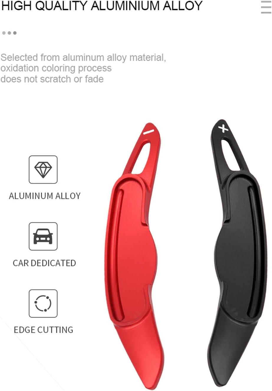 HIBEYO Paddle Shifter Extensions for BMW Mini MK3 F54 F55 F56 F57 F60 Cooper Metal Steering Wheel Paddle Shifter Trim Cover Interior Decoration Accessories Aluminum Alloy-Red image number 1