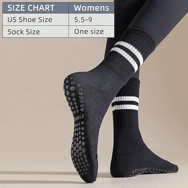 Yoga Pilates Socks with Grips for Women, Non Slip Grips Cotton Socks image number 2