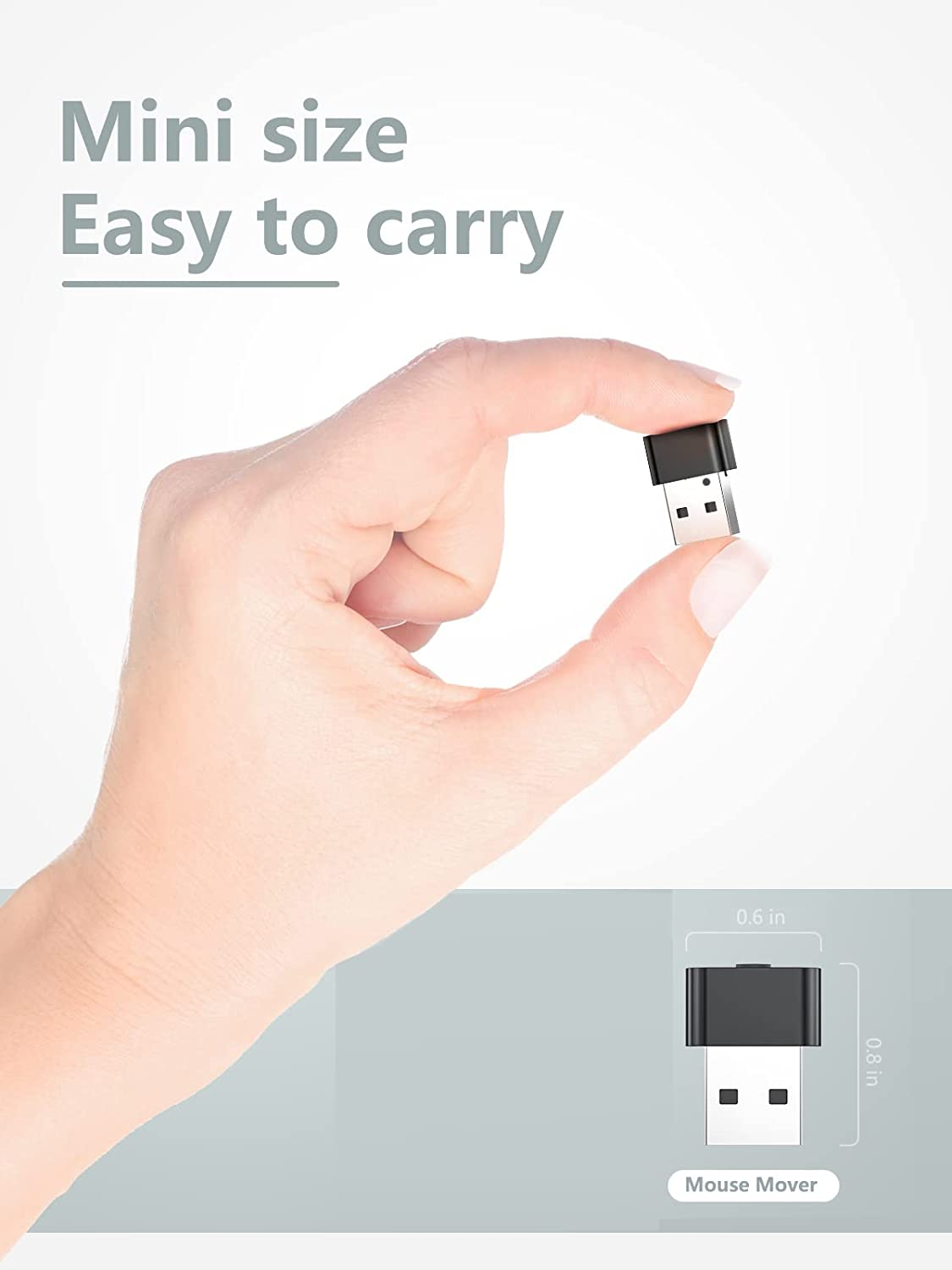 Geyes Mouse Jiggler USB, Undetectable Mouse Mover Device Has Two Swing Modes Jiggle and Multi-Track,Keeps for Computer/Laptop Awake, Driver-Free, Plug-Play，With Switch (Metal Black 2 Pcs) image number 5