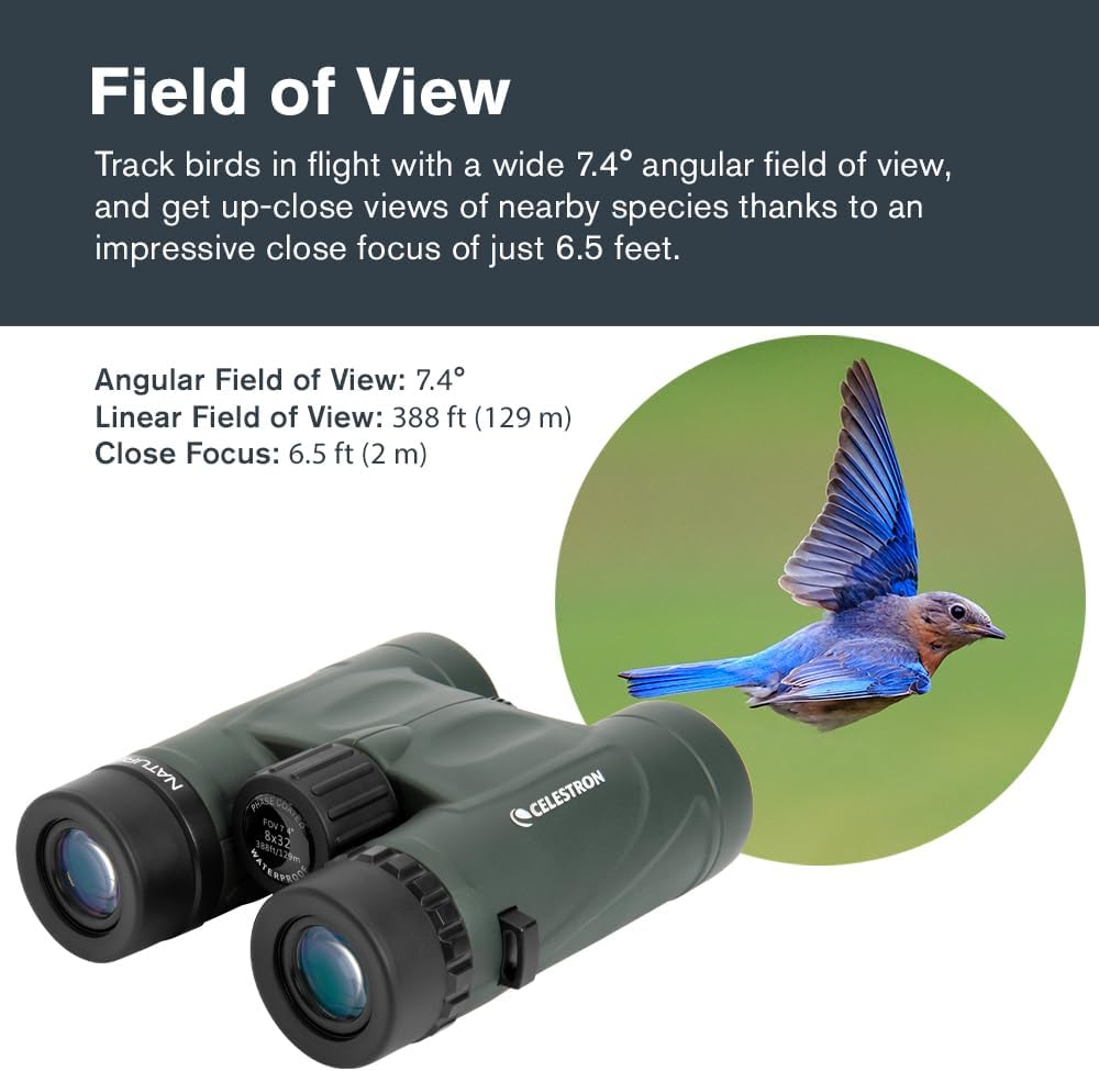 Celestronnature DX 8X32 Binoculars, 8X Magnification, 32Mm Objective, Green (71330) image number 3