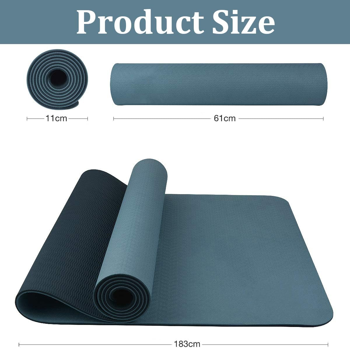 LEFAFA Yoga Mat Non Slip, Extra Thick 6MM TPE Workout Pilates Mats, Eco Friendly Fitness Exercise Mat for Women Men, Workout Mat with Carrying Strap and Storage Bag for Home Gym Floor - Green image number 7