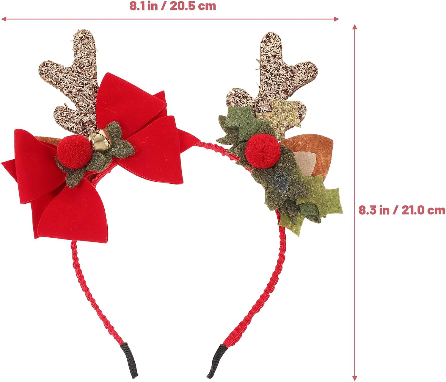 JOINPAYA Christmas Antlers Headband: Women Girl Reindeer Antlers Elk Ears Glitter Headband Headwear for Xmas Santa Accessories Decorations image number 4