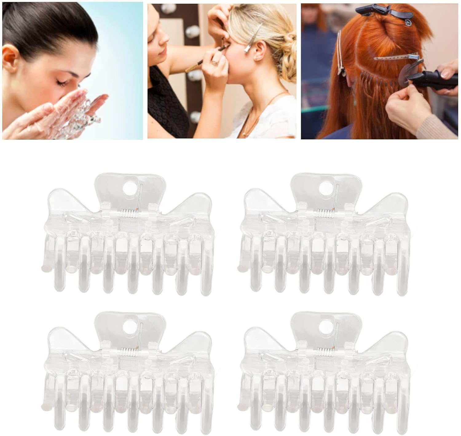 Pack of 12 Clear Hair Clips Prevent Slipping Strong Hold Elegant Plastic Hair Claw Clamp for Women and Girls