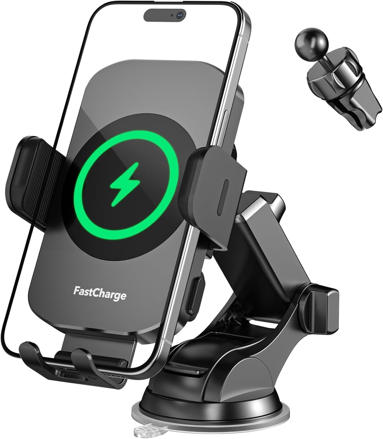 Wireless Car Charger Fast Charge 15W Auto Clamp Car Charger Phone Holder Phone Mount for Iphone 16 15 14 13 12 11 Pro Max Xs, Samsung Galaxy S24 Ultra S23 S22 S21 S20 image number 6