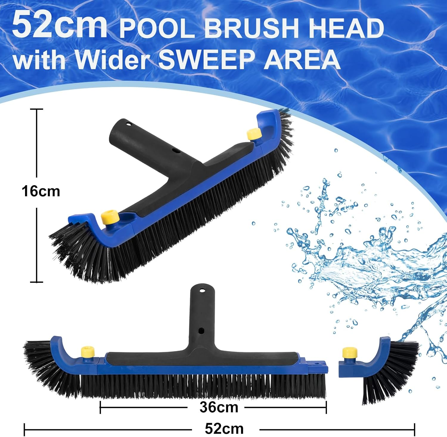 POOLAZA 52Cm Pool Brush, Heavy Duty Pool Brush Head for Inground Pools & above Ground Pools, Duable Pool Scrub Brush Fits Standard Australian Pole image number 6
