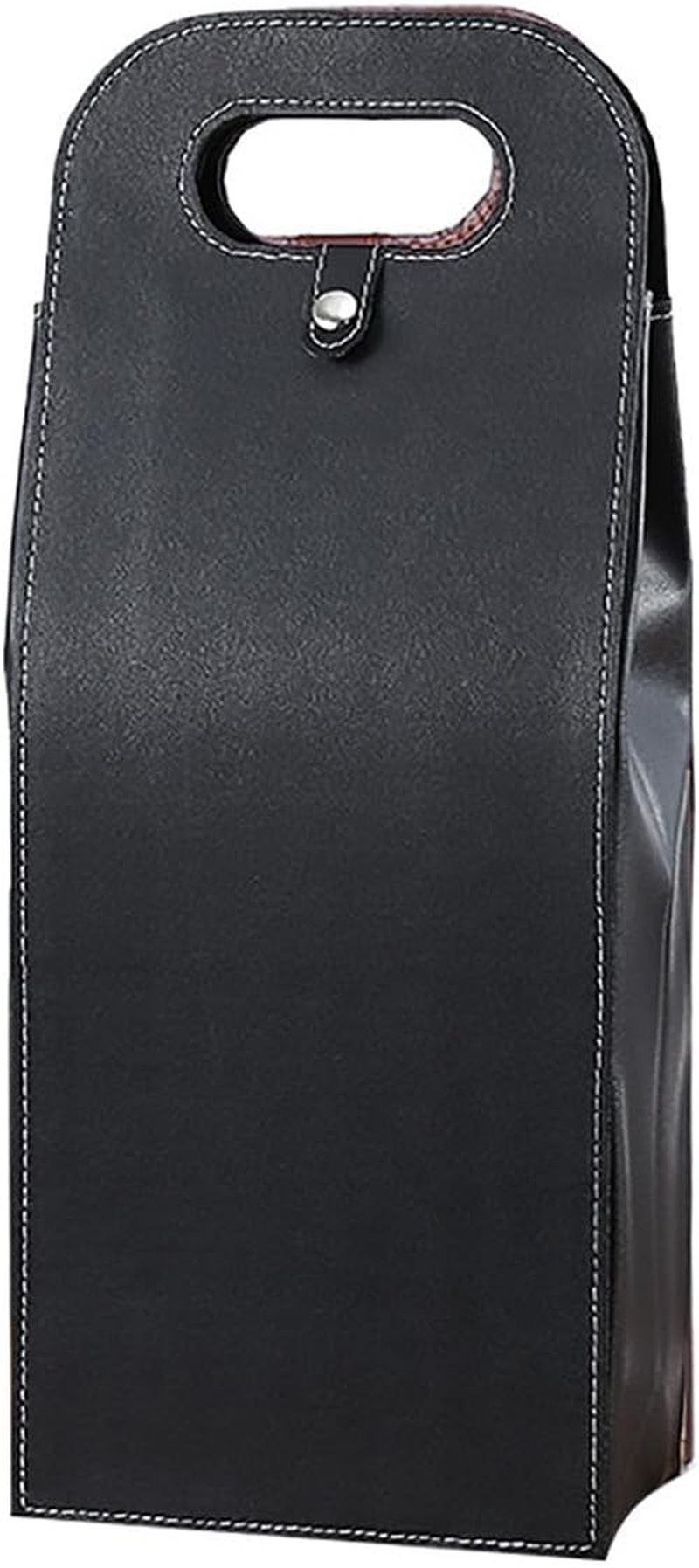 AIMALL PU Leather Wine Tote Bag Single/Double Bottle Foldable Portable for Picnic, Party, and Outdoor Use, Practical Handle, Metal Buckle Closure, 750Ml Capacity