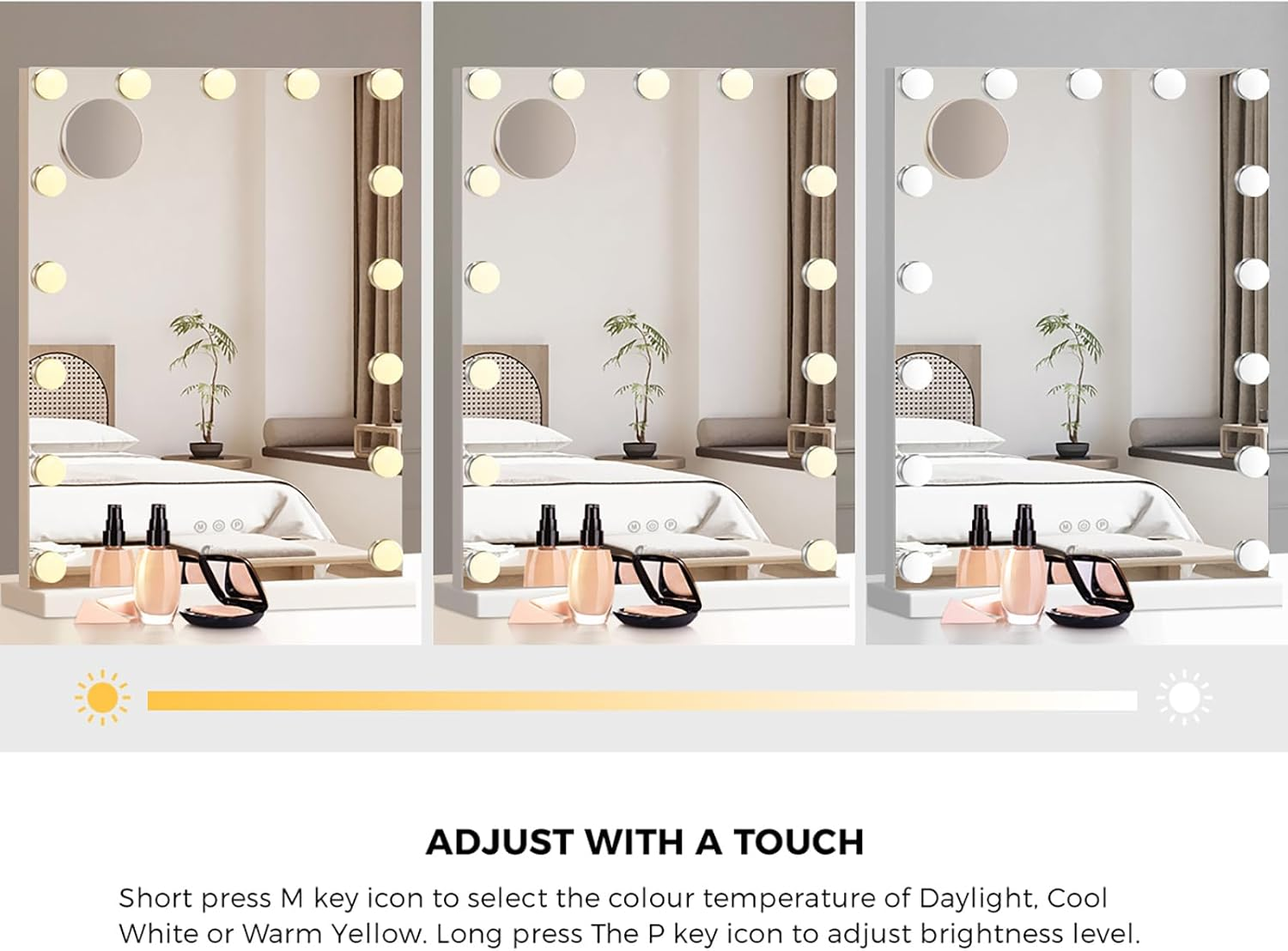 Oikiture Hollywood Vanity Mirror with Light 60.5 X 43Cm Vanity Mirror with 15 Dimmable Bulbs, Bluetooth Speaker USB Power Charging Makeup Vanity Mirror with 10X Magnifying Mirror image number 6