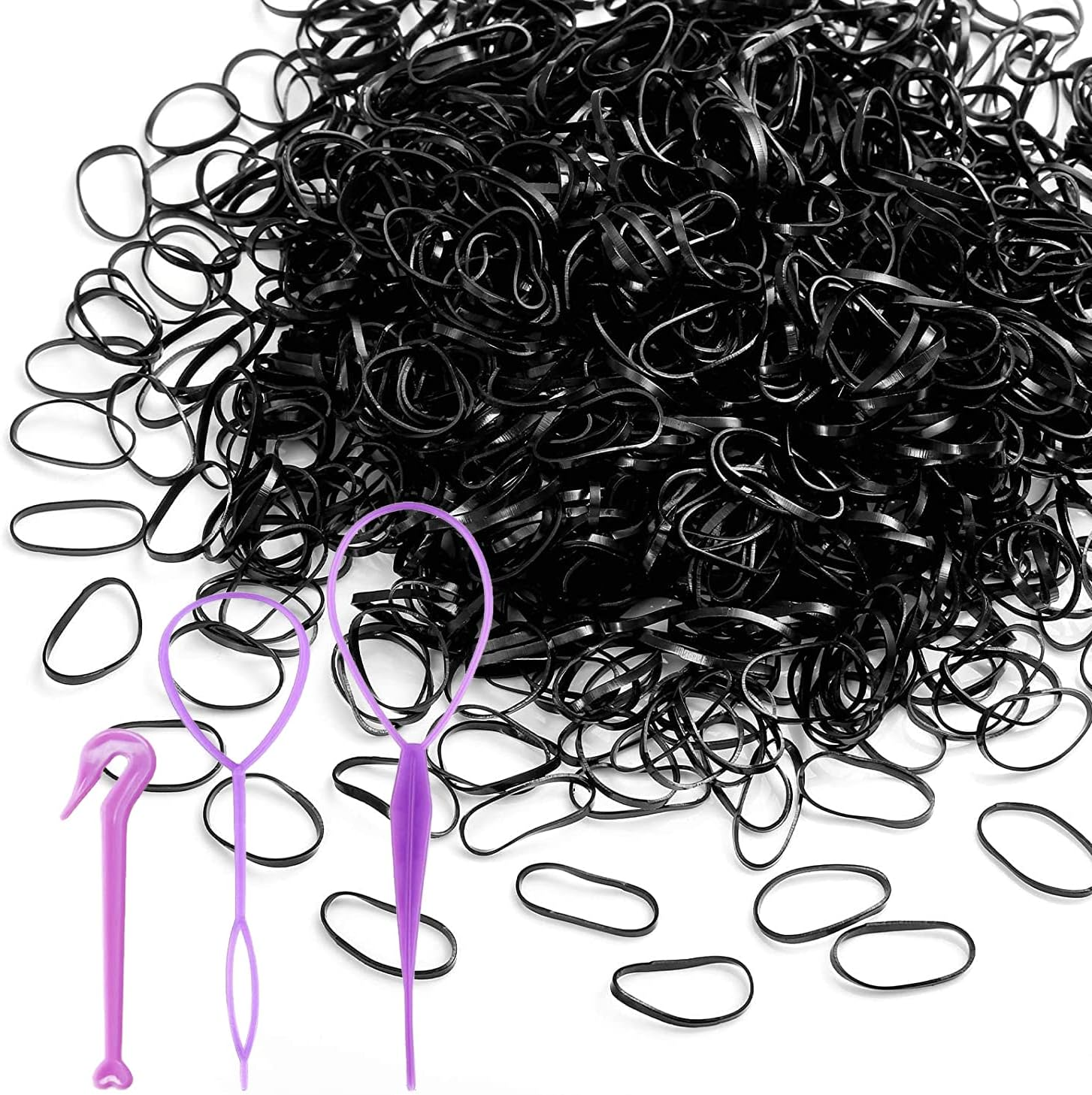 Elastic Hair Ties 1000 Pcs Hair Elastics in Multicolors with 1Pcs Hair Bands Cutter Remover & 2Pcs Hair Tail Tools for Toddler Infants Kids Girls Women (Jelly)