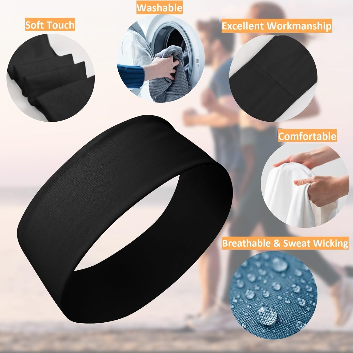 Headbands for Women Non Slip Women Sport Headbands, Sweat Headbands for Workout Yoga Running, Stretchy Hair Bands for Women'S Hair - Color B image number 6