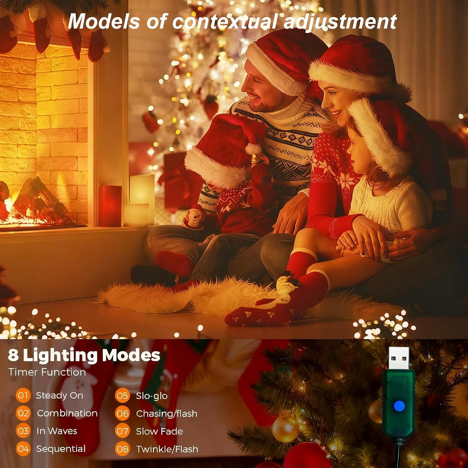 Christmas Lights & Fairy Lights, 30M 300 Leds USB String Lights with 8 Lighting Modes for Indoor Outdoor Bedroom Wedding Decor Party Christmas Tree Lighting (300Leds Warm) image number 6