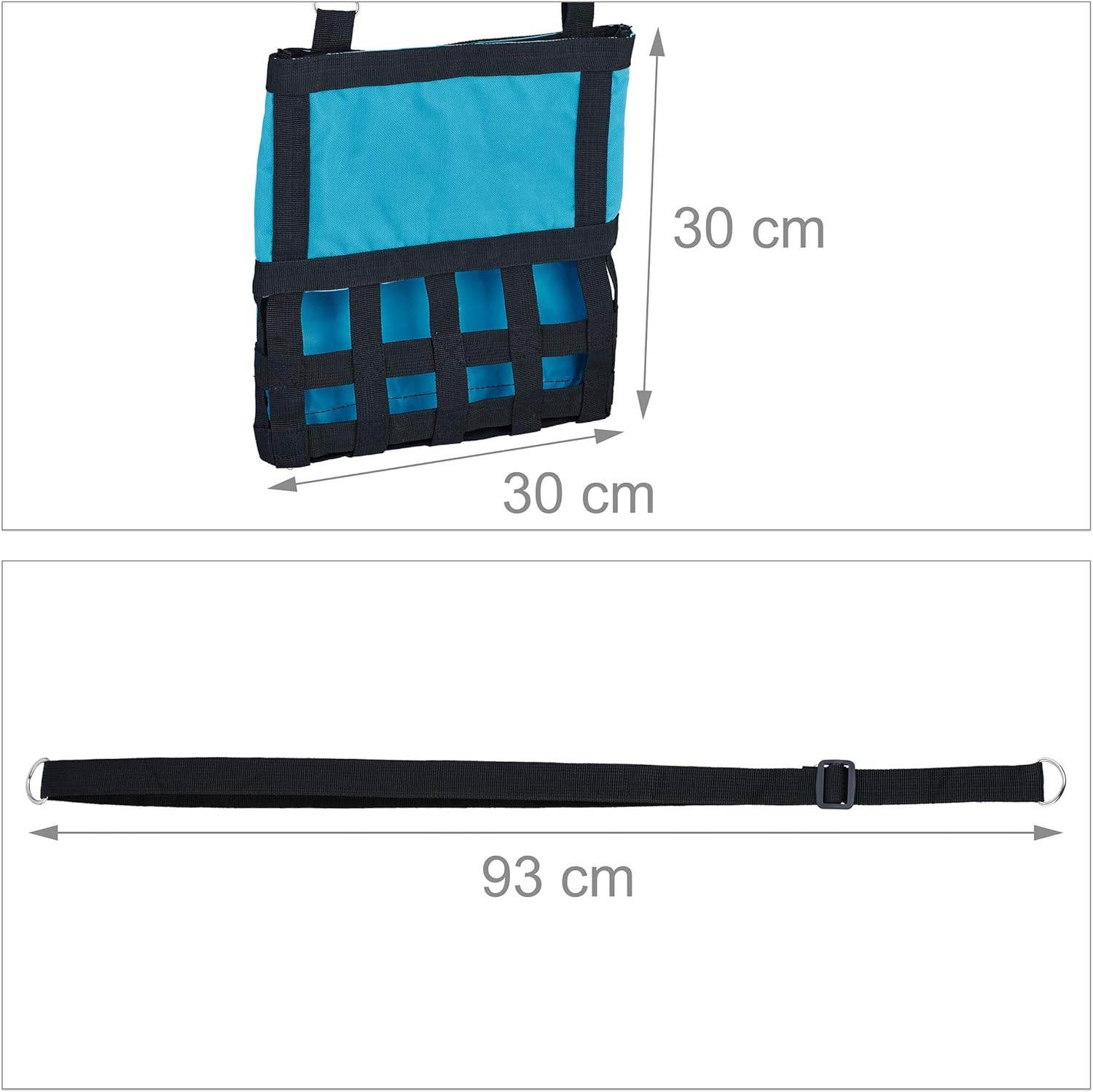 Relaxdays Fabric Hay Bag for Small Animals, H30 X W30 Cm, for Rabbits, Guinea Pigs, Hamsters, Blue/Black image number 3