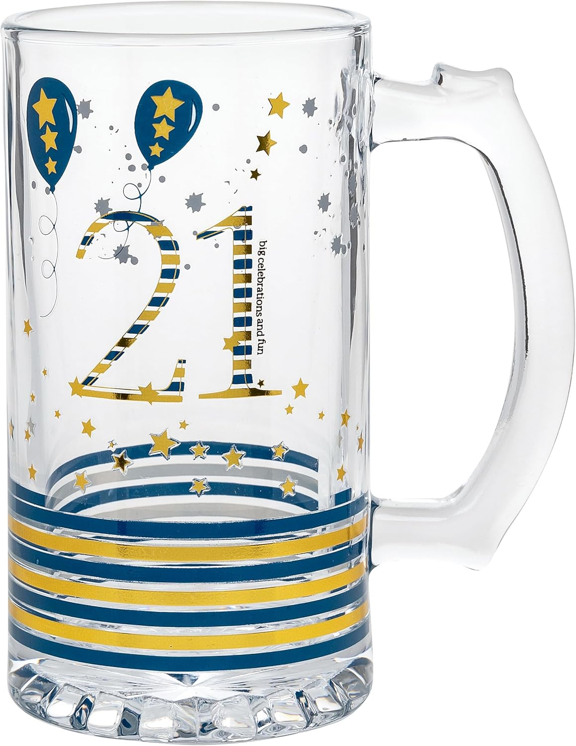 Gibson Gifts Rush Designs Men'S 21St Birthday Tankard - Blue & Gold Handled Beer Glass for Him