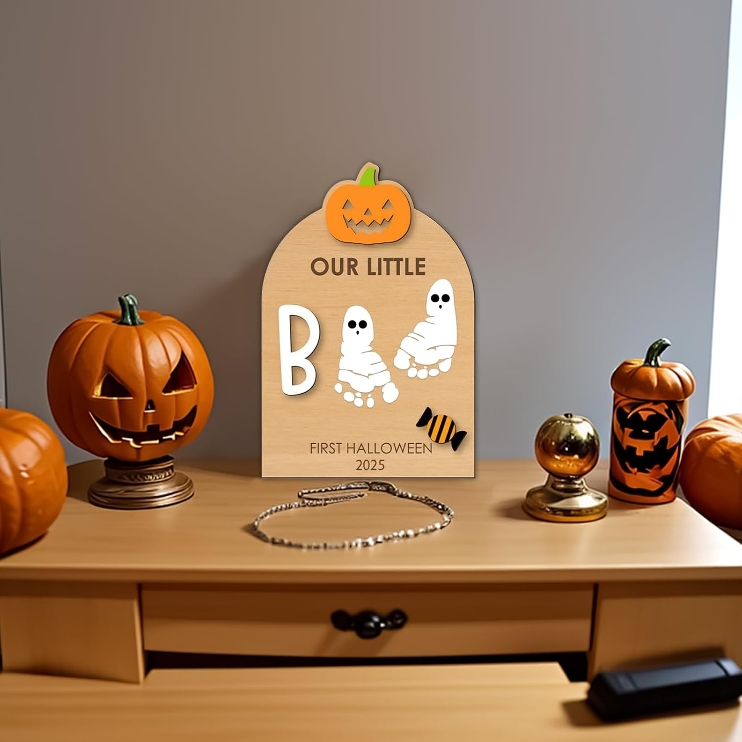 Lmyit Baby Hand and Footprint Kit - Halloween Footprint or Handprint Art Sign - Craft Pad Print Ornament Hand Keepsake for Birth Nursery Shower Family Parents Kids Father Christmas Halloween image number 6