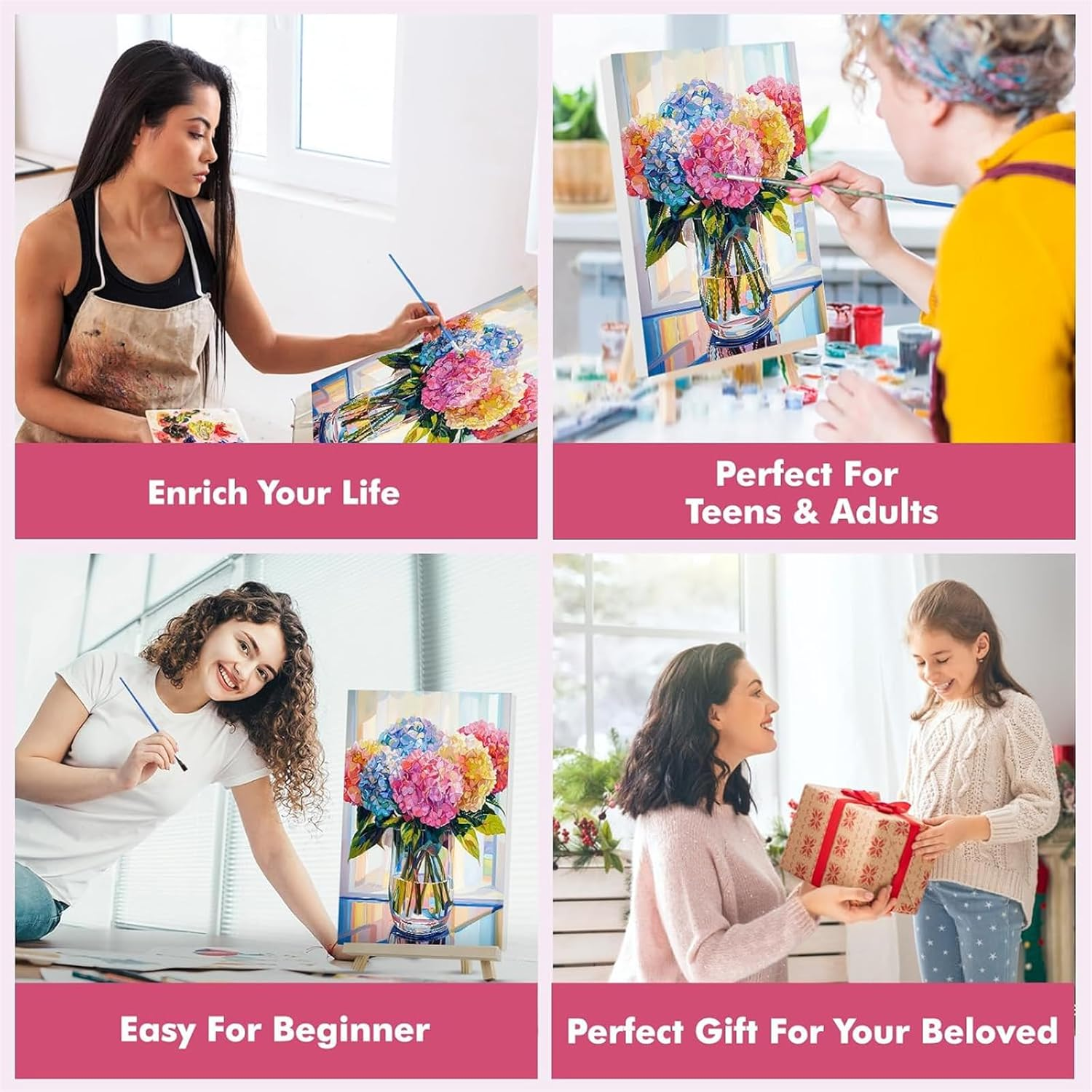 40&times;50CM Flower Paint by Numbers Kits for Adults, Painting by Number Kits on Canvas, DIY Color Oil Painting Acrylic Paints, Home Wall Decor(Without Frame) image number 2