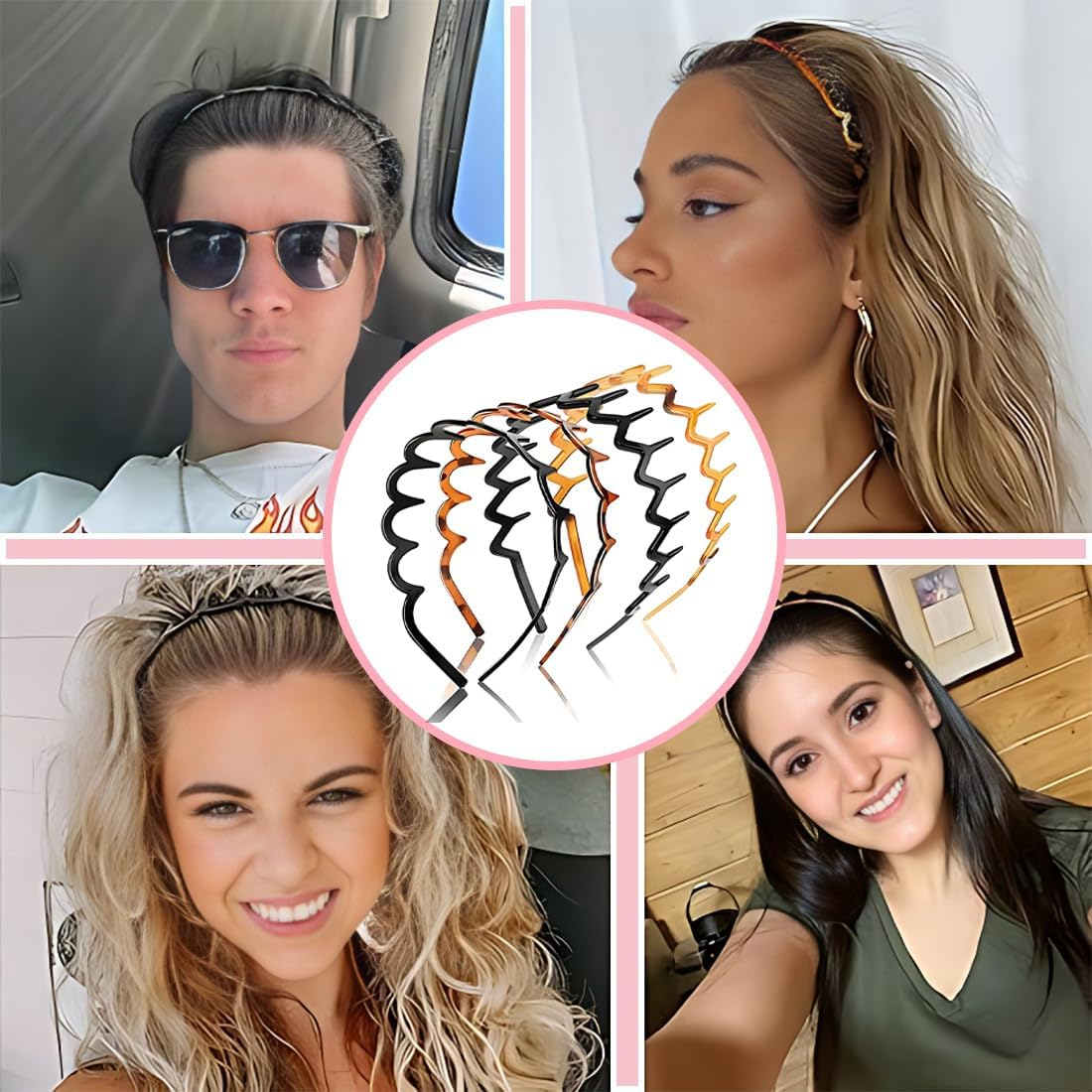 DWFEYOI Zigzag Hair Band Pack of 4 Shark Tooth Hair Comb Hair Band Wavy Plastic Headband Make up Headband for Sports Fitness Daily for Women and Girls, Hair Band Women