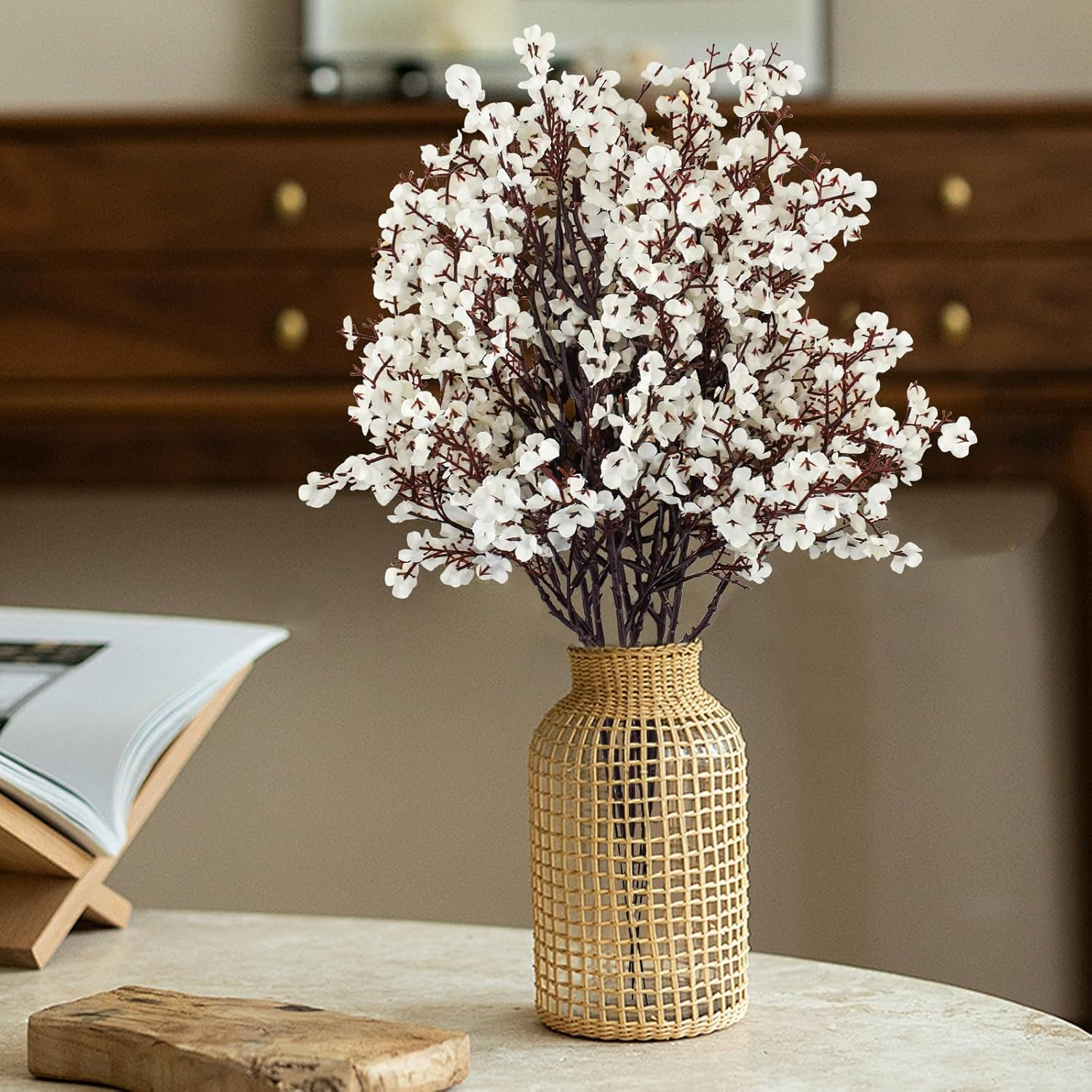 Bacucine Babys Breath Artificial Flowers 6Pcs Fake Flowers Real Touch Faux Gypsophila Bouquet for Home Wedding Party Table Decor (White) image number 5