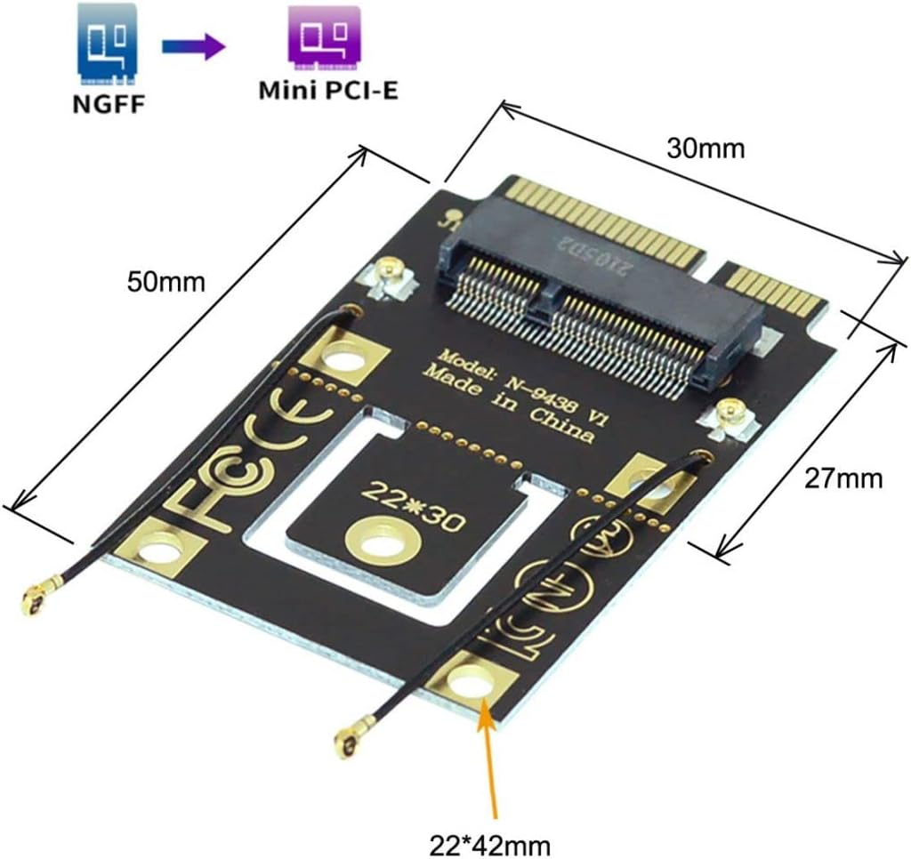 Chenyang M.2 Key-A NGFF to Mini PCI-E PCI Express Converter Adapter for 9260 8265 7260 AC Card image number 6