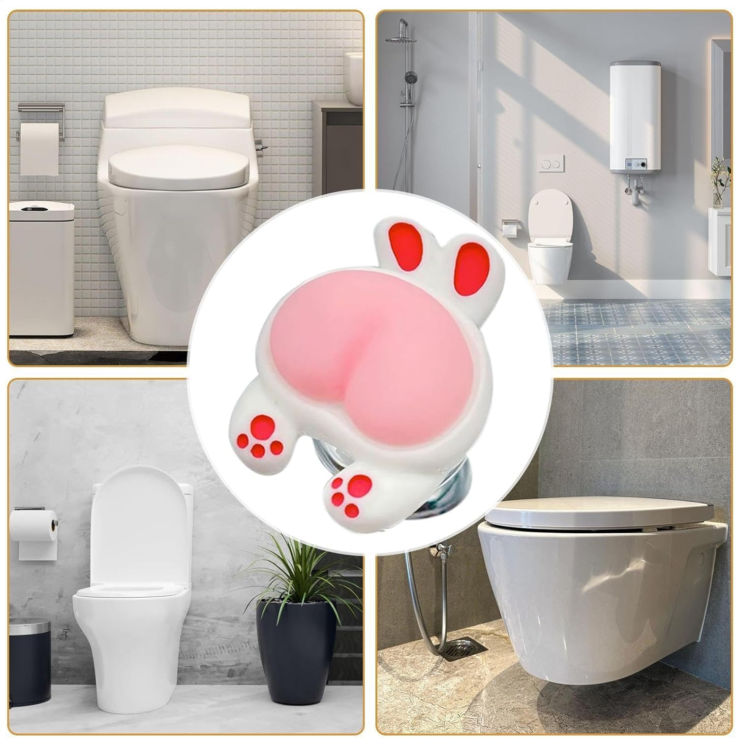 Toilet Button Pusher | Button Pusher Cover Assist Tool Animal Butt,Bathroom Decor Replacement Parts, Toilet Press Helper for Long Nail Protection - Kitten Butt image number 4