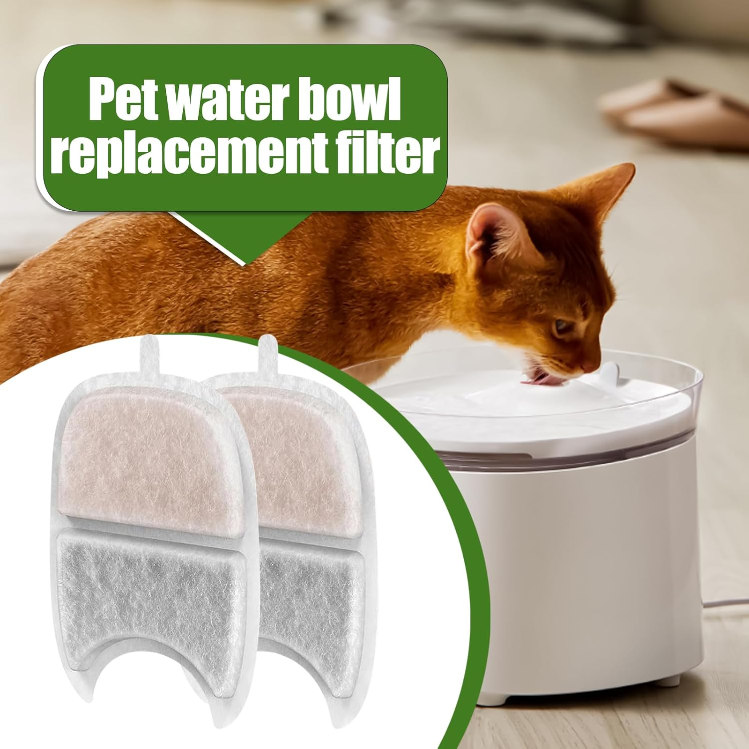 Pet Fountain Filter Replacement,5X Cat Water Fountain Filters with Sponges | Triple Filtration Purifier for 4L Stainless Steel Drinking Dispenser image number 1